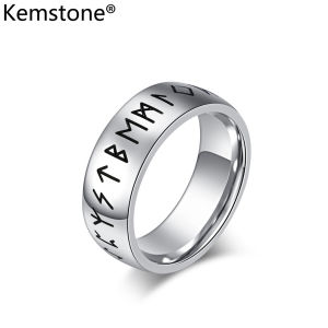 Kemstone Viking Stainless Steel Ring Ancient Silver Gold Plated Ring for Men Jewelry
