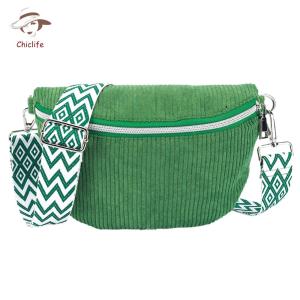 Mens Casual Shoulder Bag Crossbody Fanny Pack Made of Durable Corduroy for Travel and Exercise
