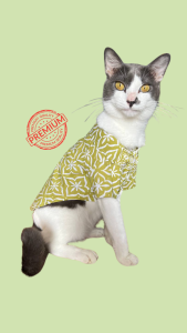 Pet Batik Shirt for Cats and Small Dogs Bright Olive Green Floral and Abstract Motives by Furry Finds Hub