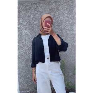 Kemeja Crop Linen - Kemeja Oversize Crop Linen - Kemeja Wanita Oversize
