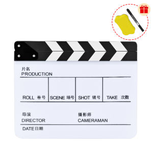 Selens Director Video Scene Clapper Board Acrylic Dry Erase Director TV Movie Film Action Slate Clap Cut Prop [Free Marker/Duster]