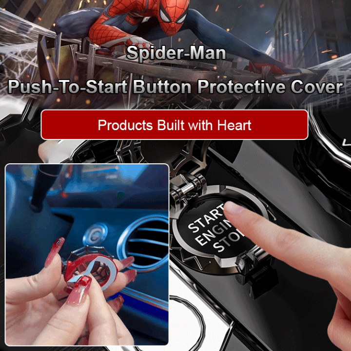 viviking Car auto one-button start button protective cover Spider-Man ...