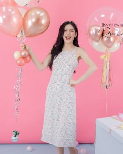 Jelly Dressing-Glory floral -เดรสยาว แขนกุดลายดอกไม้ใบไม้ A028