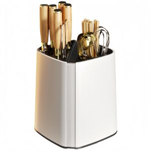 ที่เก็บมีด หมุนได้ ความจุขนาดใหญ่ ที่เก็บช้อน กล่องเสียบมีด เคาน์เตอร์ครัว จัดเก็บอุปกรณ์ต่างๆ G05