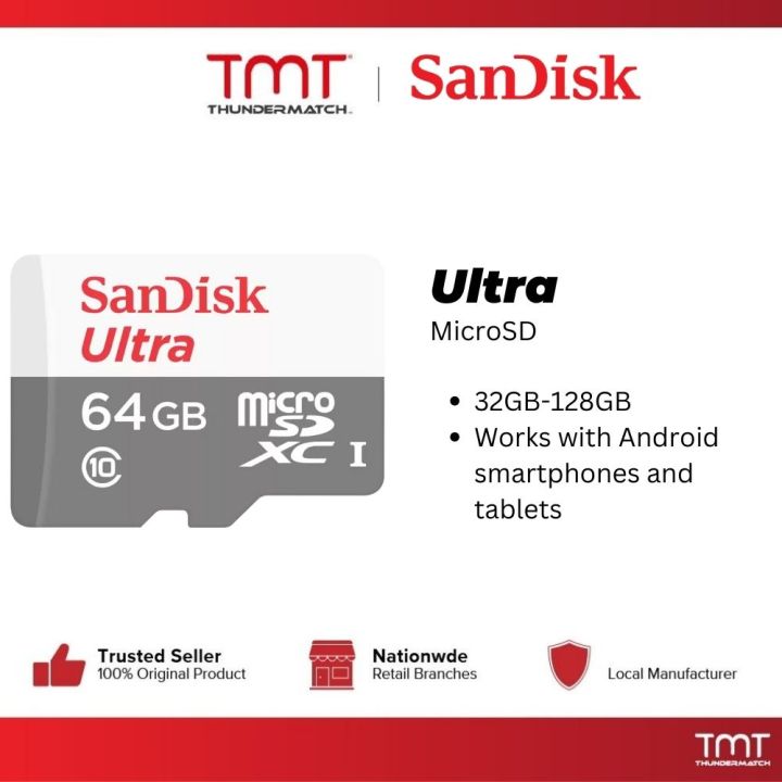 TMT SanDisk Ultra MicroSD 16GB 32GB 64GB 128GB UHS-I C10 Memory Card ...
