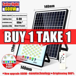 【BUY 1 TAKE 1】Lucky-PP Solar Flood Light 3000W Outdoor Waterproof IP68 original 606LED 680000mAh with solar panel garden lamp room night light bulb for courtyard automatic with remote control christmas decorations