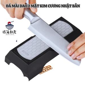 Đá mài 2 mặt phủ kim cương Japan kèm đế mài dao
