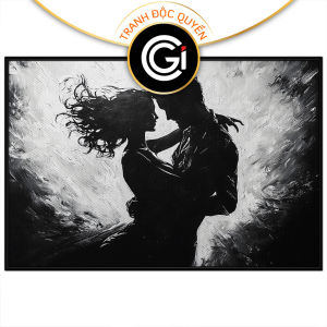Tranh tình yên đen trắng nghệ thuật.Tranh treo tường dán tường sơn dầu canvas trang trí.CGI-1655