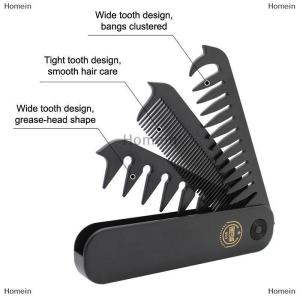[COD] Homein 3 In 1 Folding Combs Plastic Wide Tooth Oil Head Comb Beard Combing Multifuncional Barber Hair Clipper Comb Styling Tools