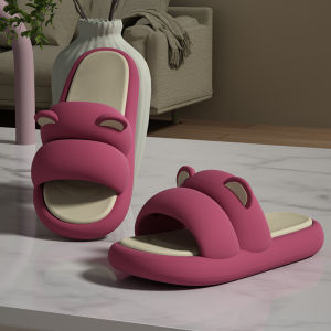 [Free Shipping] Panda Ear Slippers EVA Non-Slip Cute Design Casual Slippers Round Toe Thick Sole Comfortable For Home Wear One-Strap Sandals