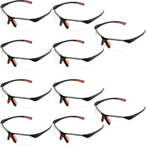 10Pcs Protective Glasses Lab Work Glasses Safety Clear Protective Goggles Sports Protective Glasses Soft Silicone Nose Clip Protective Glasses Anti-dust Anti-splash Protective Glasses