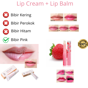 Lip Scrub Cream + Lip Balm Pink Baby Pelembab Bibir Cantik Set