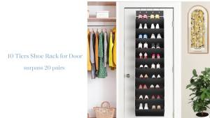 10-Tier Large Over the Door Shoe Organizer Hanging Shoe Rack with Deep Pockets for Storage Door Storage Solution