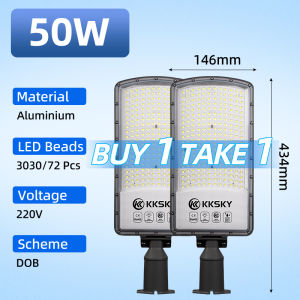 KKSKY【1 แถม 1】โคมไฟถนน LED 220V 50W 100W 200W ไฟส่องสว่างกลางแจ้ง โคมไฟผนัง กันน้ำ IP67 โคมไฟ Floodlight ระดับงานวิศวกรรม ตัวเครื่องโลหะ