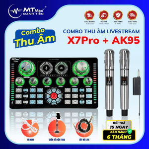 Combo Sound Card MTMAX X7 Pro + Micro Không Dây AK95 Chính Hãng  Thu Âm Livestream Tại Nhà  Bluetooth 5.0  48V  12 Hiệu Ứng  Thay Đổi Giọng  Chống Hú  Tặng Tai Nghe + Dây Live + Chân Kẹp ĐT