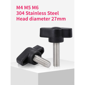 M4 M5 M6 304 Stainless Steel T-Handle Screw Plum Bakelite Hand Tighten Screw / Butterfly Plastic Head Hand Knob Screw Head diameter 27mm