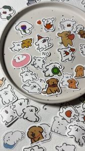 100PCS Happy Little White Dog Guka Stickers DIY Phone Cases Handbooks Decorative Waterproof Decals