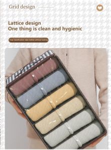 **BEST SELLING** 2025 NEW 1set of 7 & 9 grids Houndstooth Pattern Clothes Storage Box Modern Non-woven Fabric Contrast Binding Multi-grid Clothes Storage Box 千鸟格带盖收纳盒 7格+9格