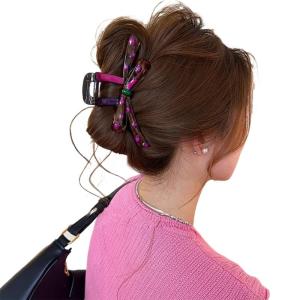 Colorblocked Hair Claw Clip Bowknot/Heart Shape Design Strong Hold Hair Grip Hair Holder For Women Various Hair Types