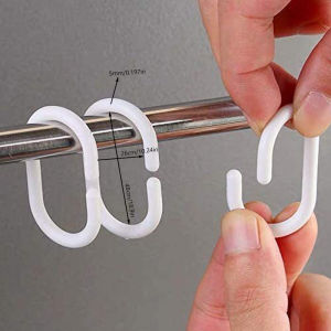 24PCS White Plastic c Shape Bath Shower Ring Multifunctional  Loop Bendable Bathroom Curtain Hooks
