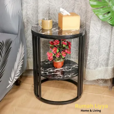 Liyya - Meja Sudut Besi Bulat Minimalis Ruang Tamu Aesthetic Coffee Table - Vicka End Table