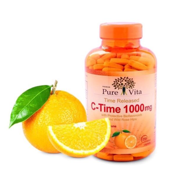 Pure Vita Vitamin C Time Release 1000mg เพียว ไวต้า วิตามินซี 1000 mg ...