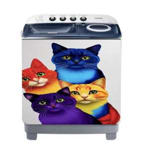 Stiker Kulkas 1 Pintu /Kulkas 2 pintu/Kompor/ Mesin Cuci / Ricecoker Motip Kucing reinbow ( COD ) Fly Star Store