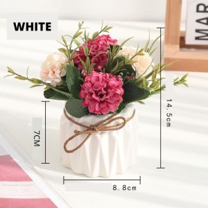 [SG SELLER]Artificial Potted Flower / Flowers with Small Ceramic Vase Faux Hydrangea Fake Plants Arrangement Home Decoration