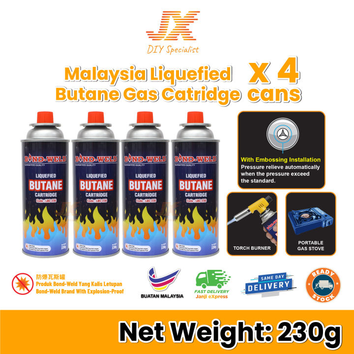 Liquefied Butane Gas Cartridge 230g 4 bottle Gas Tin Gas Dapur Gas
