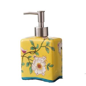 SUTONGXUE Phong cách Trung Quốc Bình xịt xà phòng rửa tay Cổ điển Có thể đổ đầy lại Chai bơm kem dưỡng da Thiết thực Hoa Sứ Hộp đựng dầu gội Nhà