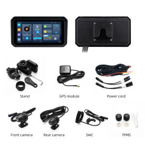 EKLEVA 6 Inch Motorcycle DVR Android 14 8 Cores 4+64GB Motor Wireless CarPlay Android Auto Motorcycle Recorder Dashboard Navigation Display Screen TPMS Monitor Recorder