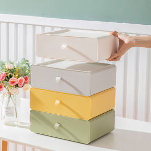 Household 3-in-1 Plastic Underwear Storage Box Large Desktop Drawer Style Storage Box Divided Into Compartments Underwear Socks Underwear Box