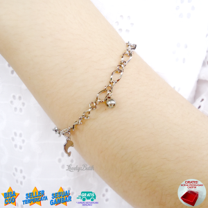 Lovelybutik - Gelang Titanium Anti Luntur - Rik4 Dolphin Gelang Tangan Wanita Rantai Ukuran 18 cm Warna BONUS KOTAK PERHIASAN