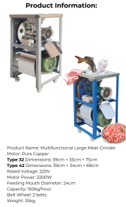 Heavy-Duty Commercial Electric Meat Grinder & Bone Crusher – High Power for Efficient Grinding