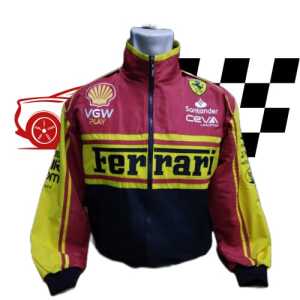 jaket nascar ferarri merah list kuning