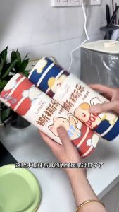 Keranixy Tear Off Kitchen Cloth Antibacterial Cute Cartoon Print Thick Absorbent Wet Dry Use Kain Dapur
