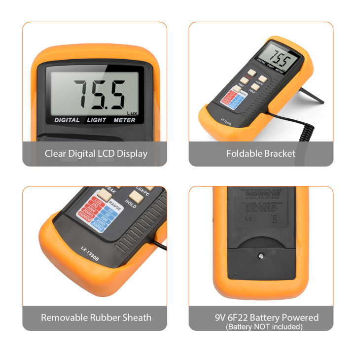 Meterk Digital Illuminance Light Meter Manual Range 200 to 200 000 Lux ...