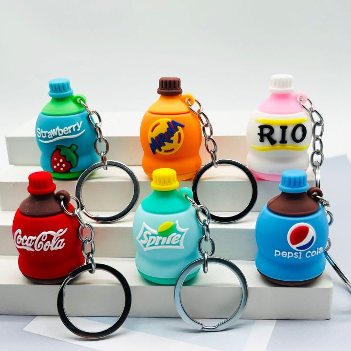 【AnnCar】Creative simulation Coke bottle key chain PVC drip drink bottle soda Sprite Fenda key