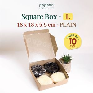 (isi 10pcs) Dus Dos Box Kotak Roti Kue 18x18x5.5cm Kraft Full Laminating 1 Sisi SB-L-PLAIN