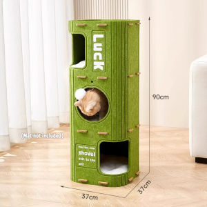 4in1 Felt Cat Bed 3-Tier Anti Scratch Odorless Large Cat House with Cat Toy Katil Tempat Tidur Khemah Kemah Kucing