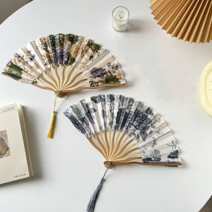 438178 ZXC Chinese Japanese Style Silk Fan Folding Fan Wedding Fan Art Gifts Dance Hand Fan Vintage Bamboo Folding Hand Held Flower Fan