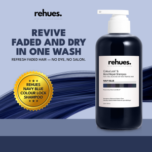 Rehues Colour Shampoo (Navy Blue) for Dyed & Bleached Hair | Anti-Green Fade | Bond Repair + Colour Lock | 500ml SG