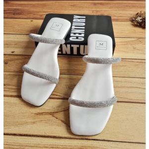 Sandal Flat RN09 Wanita dengan Tali 1cm Sendal Casual Karet heels pesta
