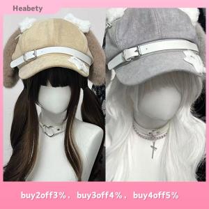 Heabety Gothic Lolita Beret Kawaii Hat Punk Bone Long Eared Puppy Hat For Women Girls Cosplay Hats Versatile Sunscreen Hat Gifts
