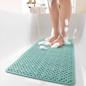Bathroom Shower Mat PVC 39x69cm Anti-Slip Bath Mat With Suction Cups and Drain Holes
