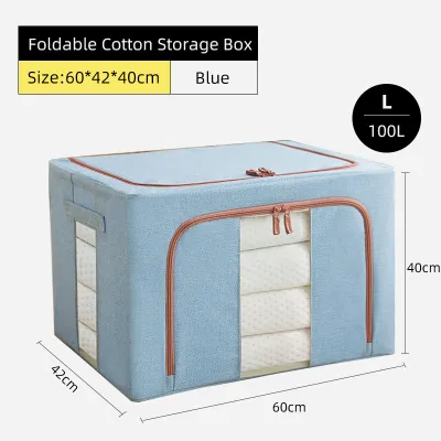 Folding Linen Cotton Box Storage Box Storage Stool Ottoman Fabric Storage Box Sofa Seat Stool Toy Storage Stool Clother Box Large Capacity Foldable Bench for Livingroom Bedroom