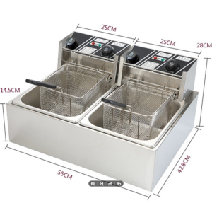 12L Large Capacity Stainless Steel Electric Deep Fryer Household Commercial Multi-function Fryer for Stall Frying French Fries Chicken Wings Dough Sticks