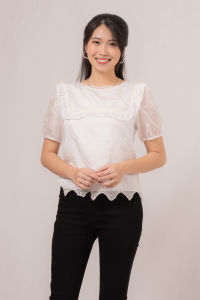 RIMINI - Atasan Wanita Bluss Kondangan Lengan Pendek Ruffle XS-XL - Tivva Top 85893