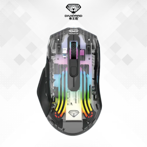 Mouse Wireless Gaming Transparan RGB Divipard Q19 Rechargeable Transparent Mouse untuk Komputer Laptop