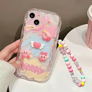 MOR Case Oppo A1K A3S A5 A5S A5 2020 A7 A9 2020 A11K A12 A15 A15S A16 A16S A17 A17K A18 A38 A54S F9 Casing Silicon Motif 3D Cute Kirby Tali Lanyard Camera Protection